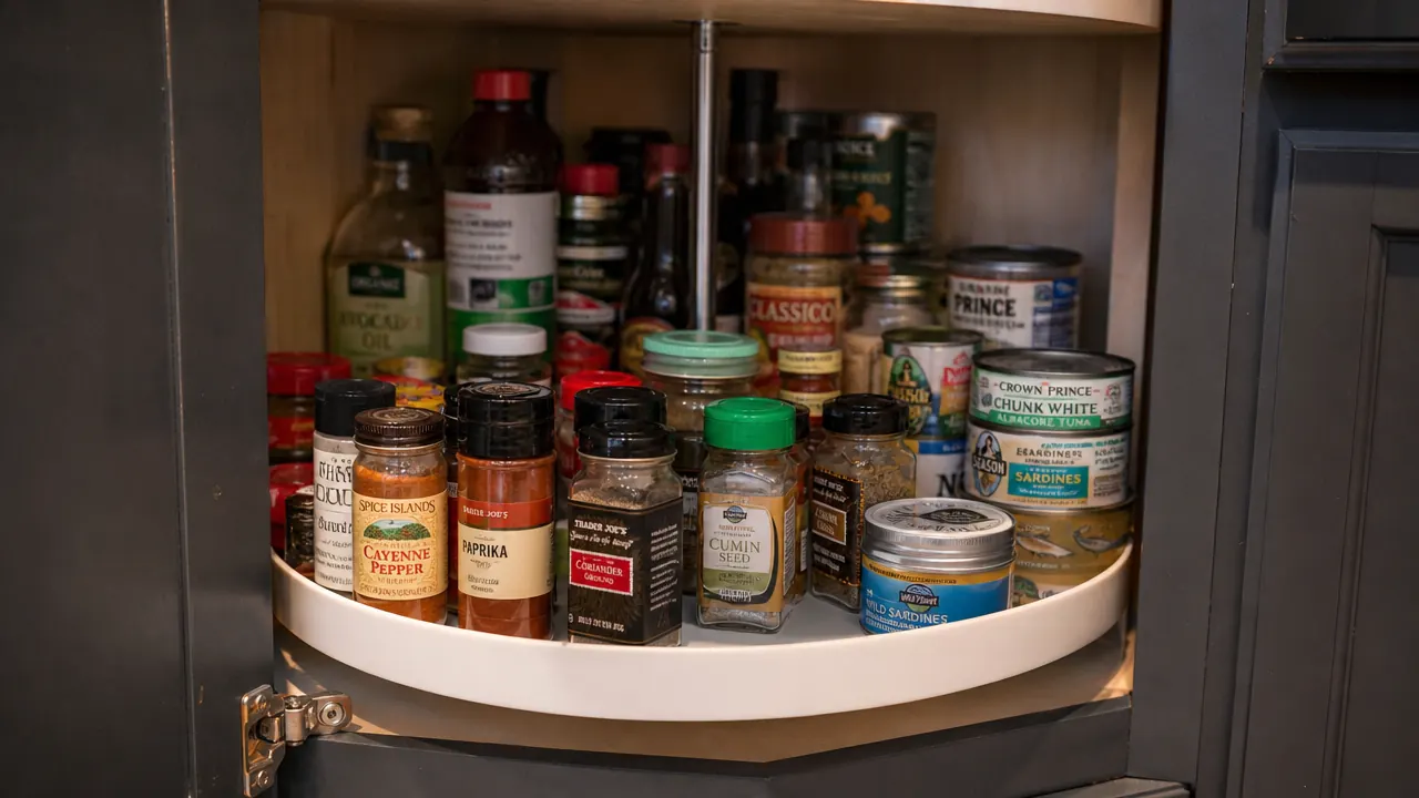 How to Organize Deep Cabinets with a Lazy Susan Turntable